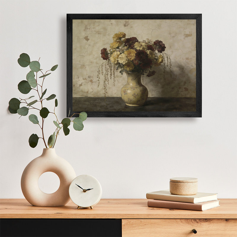 «Black», encadré noir, bouquet de roses, art mural, réalisme classique, H 9 po x l 11 po