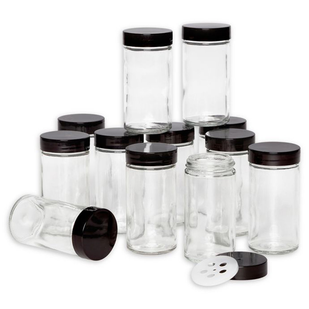 Kamenstein Empty Jars With Black Cap, Set Of 12, 3-Ounce (Set of 12) Kamenstein