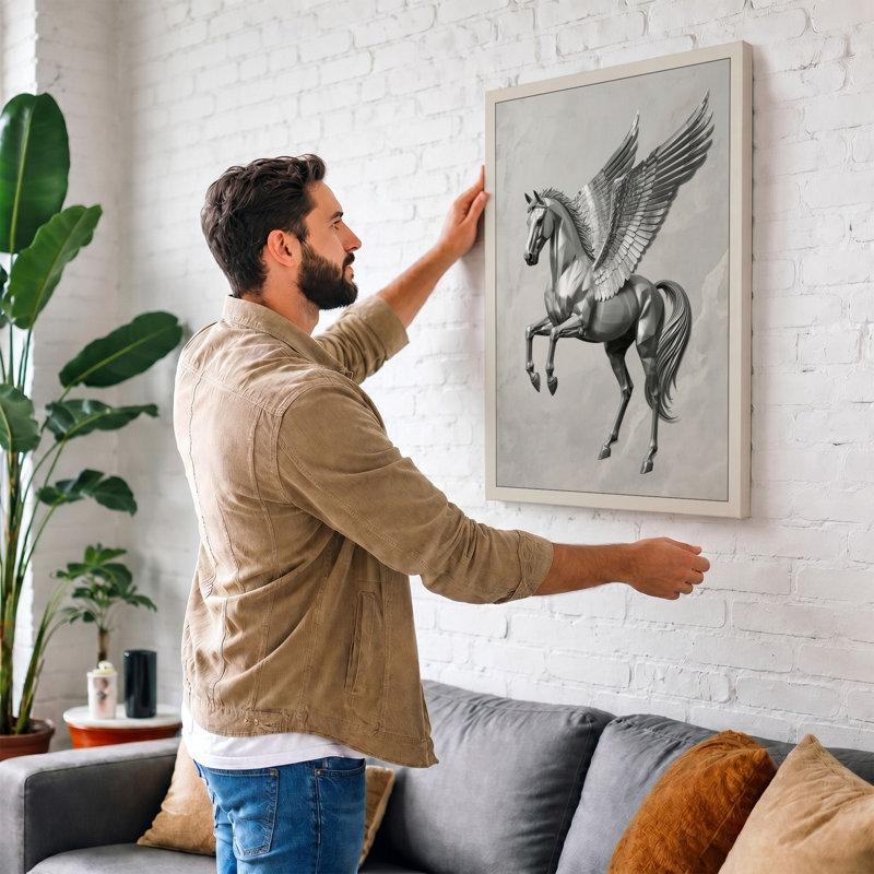 Pegasus Classical - Wrapped Canvas, 30x20 - 76.2 x 50.8 cm, Taupe Border