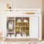 Lit mezzanine en bois avec garde-robe, tablettes et armoire-47779894-47779890