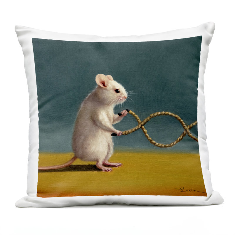 Coussin d'extérieur imprimé lapin dans un bain à bulles relaxant, design par Lucia Heffernan