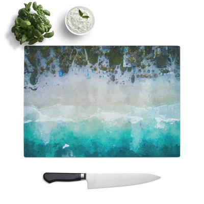 Tempered Glass Tulum Mexico Beach Chopping Board
