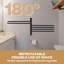 Porte-serviettes pivotant à 6 bras en acier inoxydable 304 noir, fixation murale, design pivotant peu encombrant, acier inoxydable 304 antirouille, crochet inclus