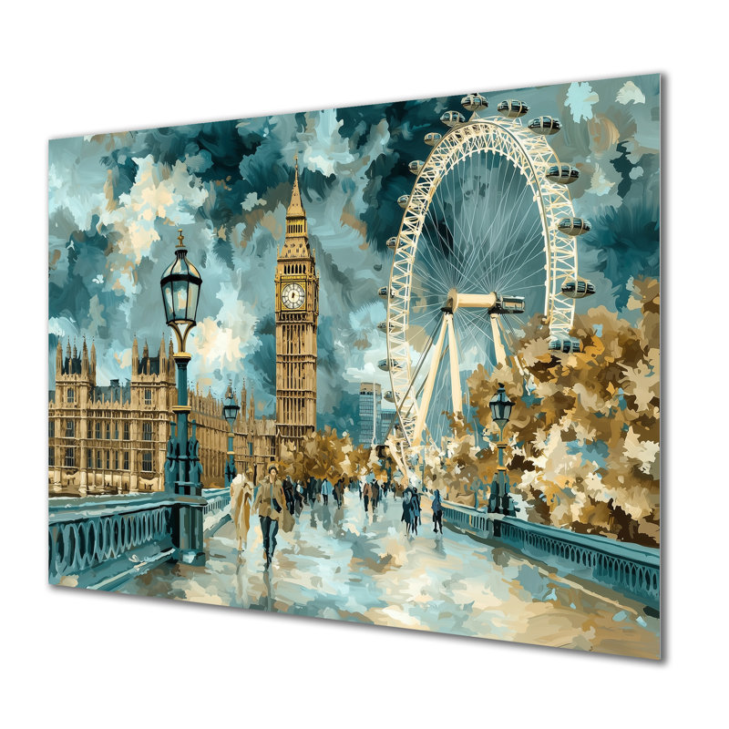 «Big Ben And The London Big Wheel II», Royaume-Uni, impression sur métal, H 34 po x l 44 po
