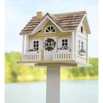 Heart Wreath 10 in. H x 10.25 in. W x 8.5 in. D Freestanding and Post Birdhouse