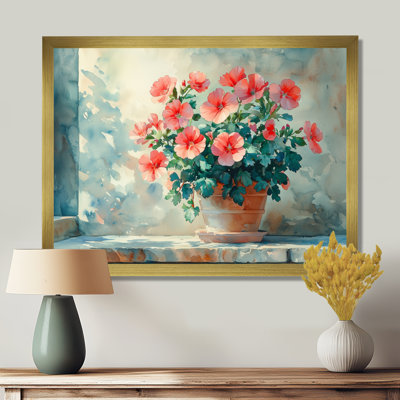 Geranium Stillife In Sunlit Colors Realism - Floral Canvas Art Print