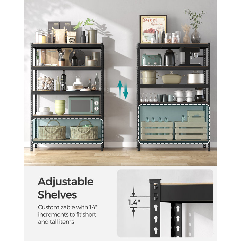 5-Tier Adjustable Shelving Units (Set of 2), 70.9" H x 94.4" W x 23.6" D