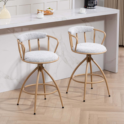 Tabouret de bar 26 po à hauteur de comptoir pivotant, ensemble de 2 sièges en tissu avec structure en métal, chaises de bar de style industriel moderne pour îlot de cuisine, salle à manger, bar personnel, siège de comptoir