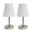 Amandev Simple Designs Sand Nickel Mini Basic Table Lamp with Tapered Fabric Shade-727904198