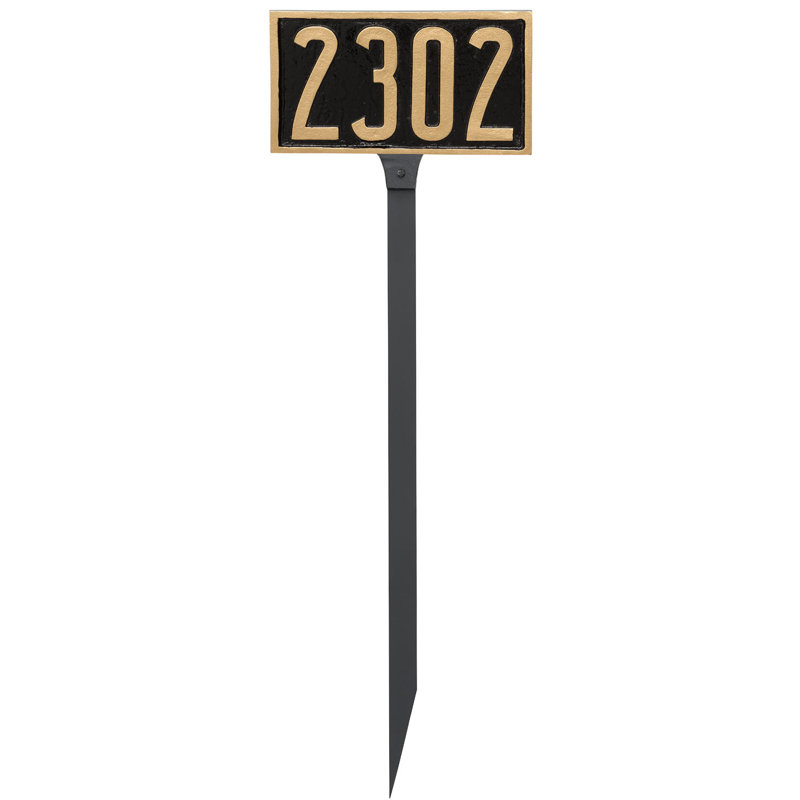 Enseigne d’adresse pour pelouse sur 1 ligne, Noir / or