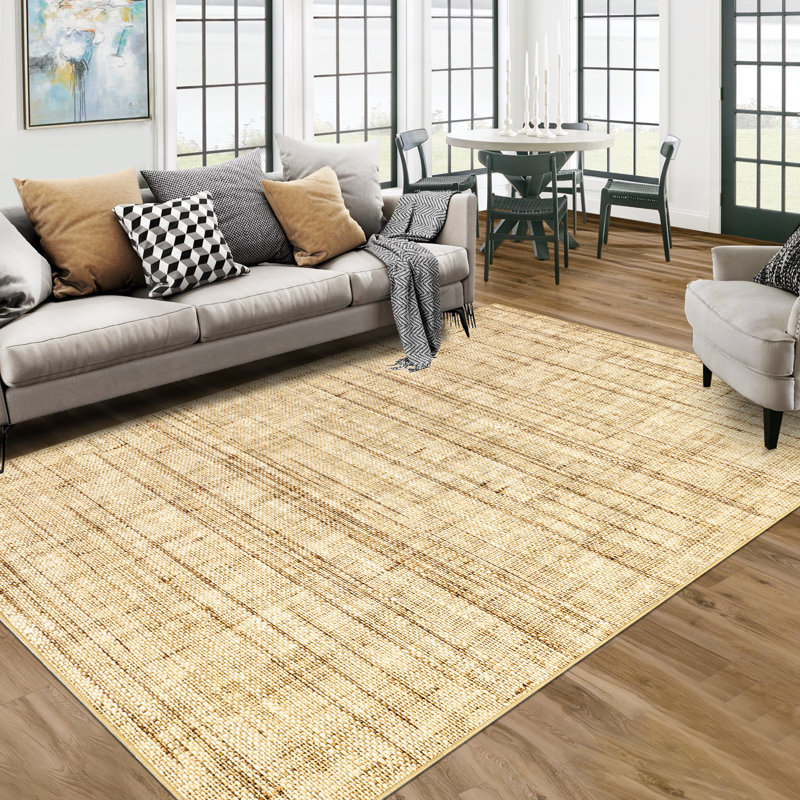 Area Rug Indoor Machine Washable Thin Floor Mat Modern Striped Textured Rug Living Room Bedroom Low Pile Non Slip Carpet Enterway Rug Stain Resistant Kitchen Laundry Rugs Simple Office Rug Foldable Easy to Clean Farmhouse Decor