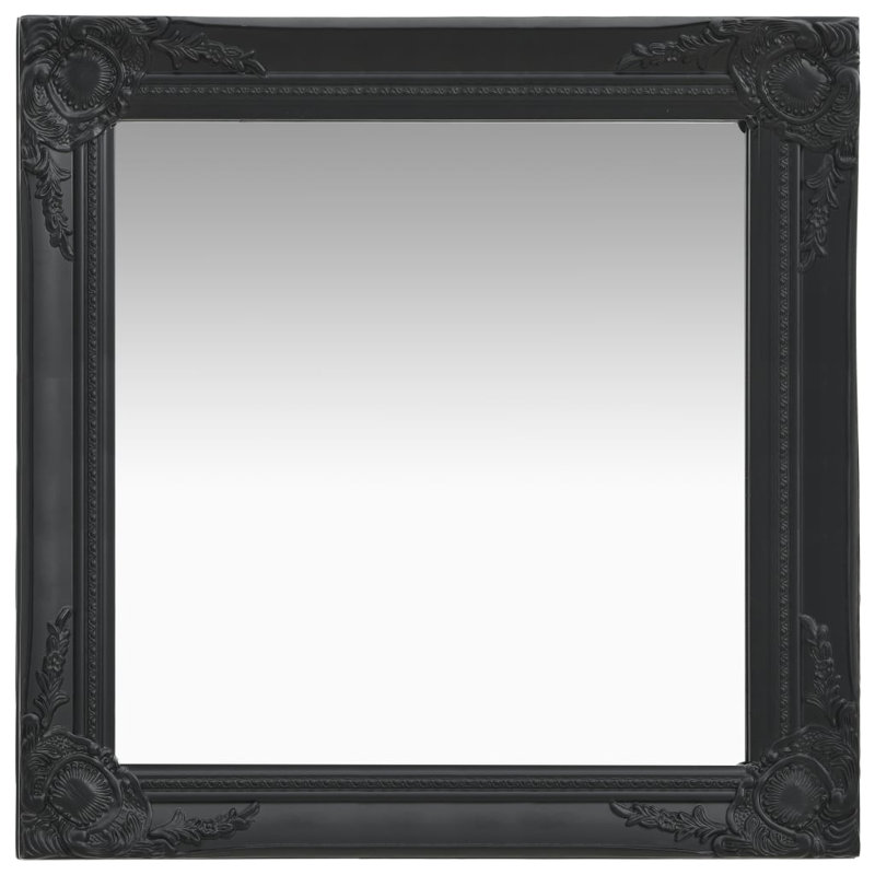 Ginsberg Wood Square Wall Mirror, Black, 60cm H x 60cm W