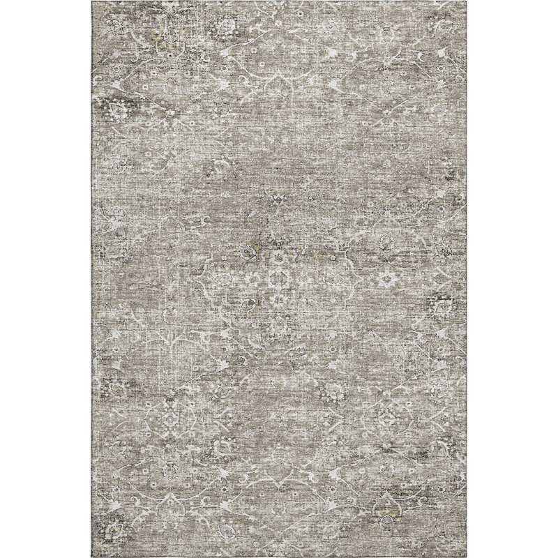 Premium Machine Washable Andreau AMF92 Gray Rug, Rectangle 8' x 10'