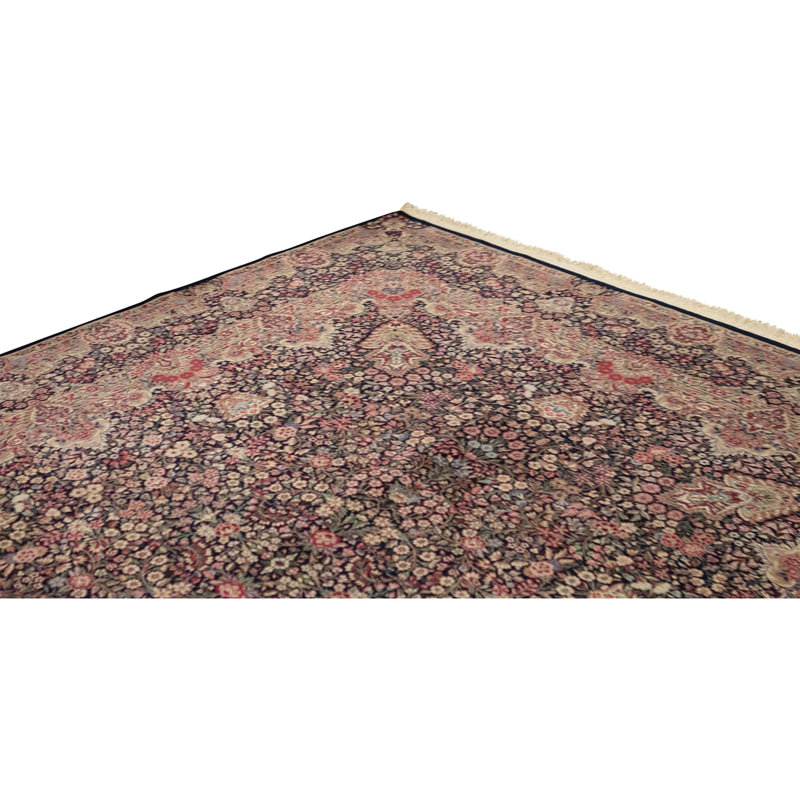 Tapis bleu marine de haute qualité noué à la main