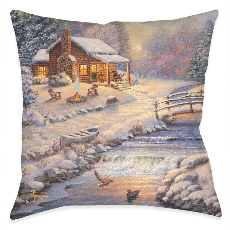 Coussin décoratif Thomas Kinkade A Winter Retreat