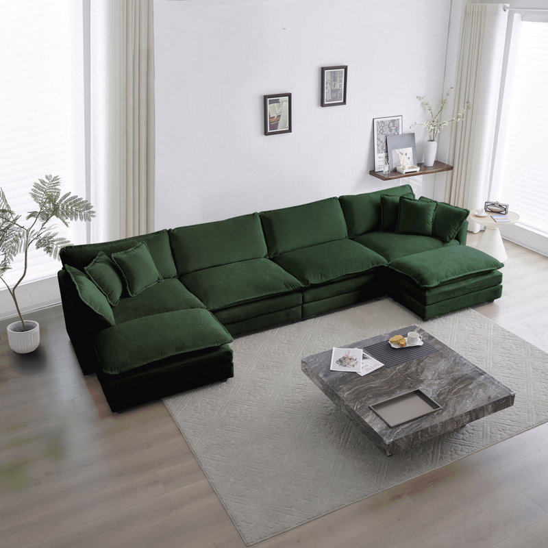 Canapé Comfort U, Chenille verte