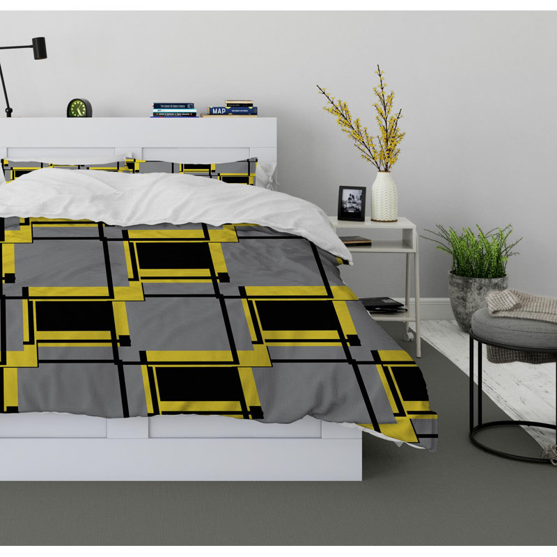 Luxury Polyester Twill Geometric Shapes Duvet Cover, King Duvet Cover + 2 Pillow Cases