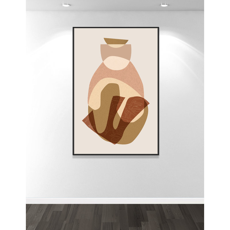 Mid Century Boho 4 - Toile à cadre flottant, Toile encadrée noire, H 61,5 po x l 41,5 po x P 2 po