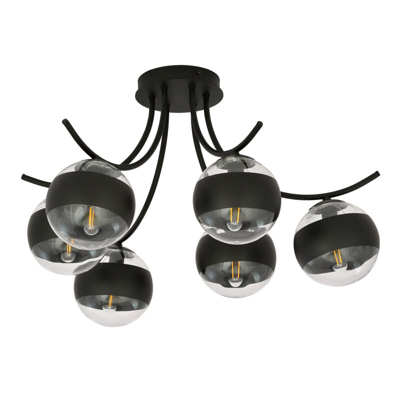 Abdimajid 6 - Light Sputnik Chandelier, Transparent/Black
