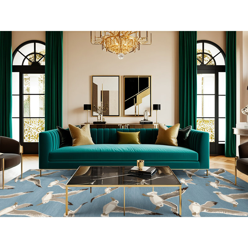  Tapis lavable avec des goélands argentés et des goélands, Rectangle de 5 pi x 8 pi