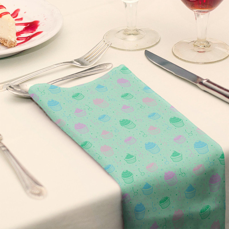 Serviette de coton à motif petits gâteaux classic, Vert, H 0,1 po x l 22 po x P 22 po, Sergé de polyester