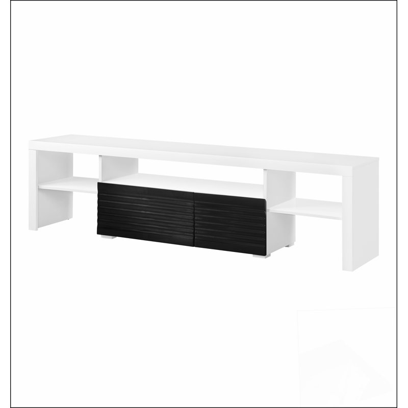 Support stable pour meuble télé Buck II et finition ultrabrillante, conception multifonctionnelle