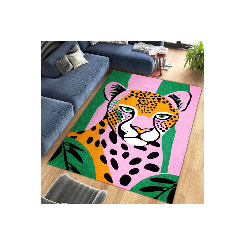 Tapis décoratif léopard rose Northern Collection, Sous-tapis rectangulaire de 3 pi 3 po x 4 pi 11 po