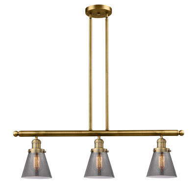 Cone 3 Light Stem Hung Island Light