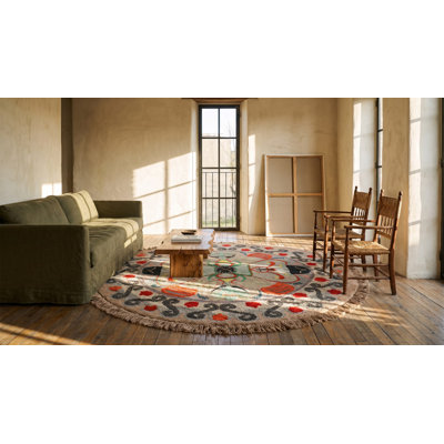Tapis blanc antique en laine ivoire et beige américain