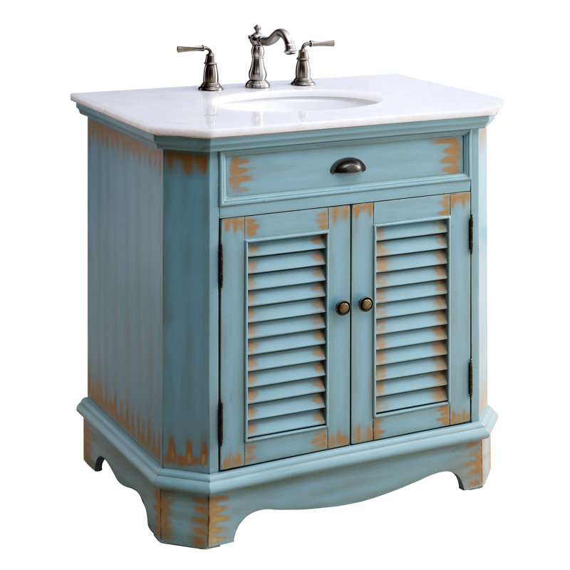 Fairfield Blue Marble Single Sink Freestanding Bathroom Vanity