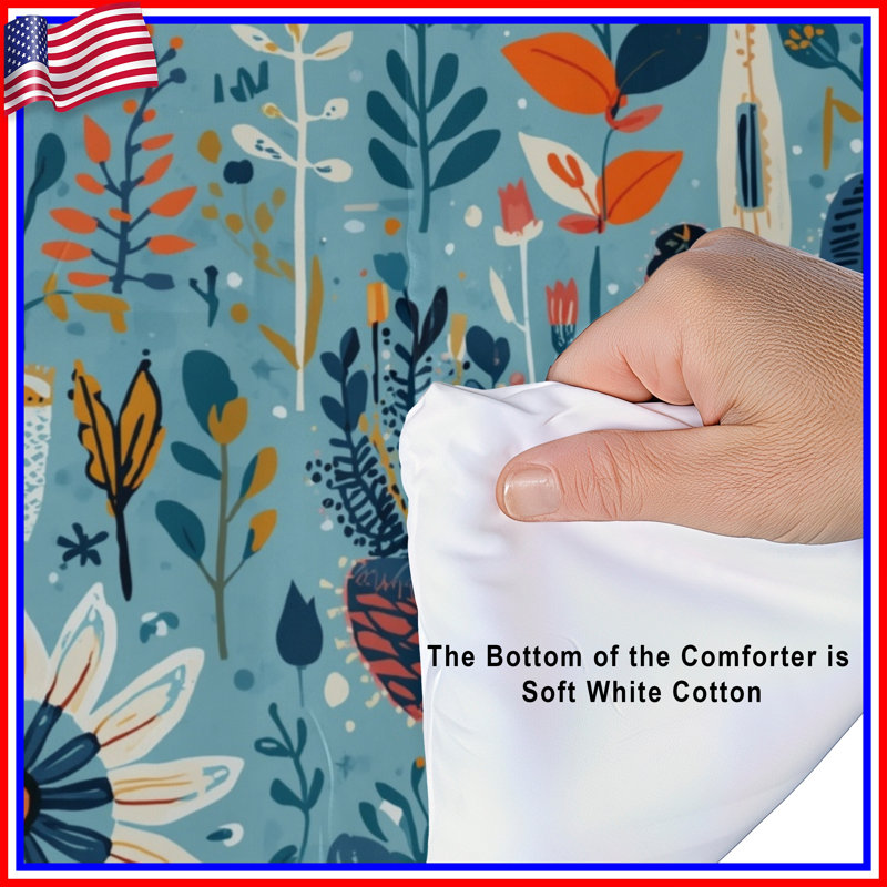 Floral Abstract Blue Comforter, Twin Extra Long