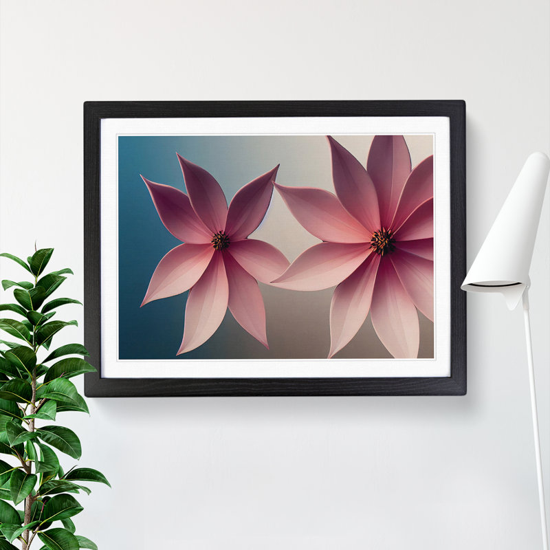 Astounding Modern Flowers - Single Picture Frame Print, Black Framed, 46cm H x 64cm W x 2cm D