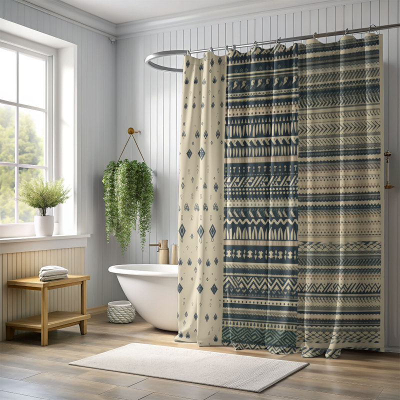 Rideau de douche Boho Lines - Premium, H 74 po x l 71 po