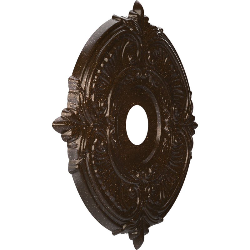 Médaillon de plafond thermoformé en PVC 19 po x P 3 po x P 1 po x P 1 po Attica (convient aux auvents jusqu'à 6 3/4 po), brume rustique métallique universelle