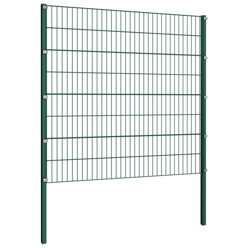 Aairah 210cm H x 170cm W Green Metal Fence Panels