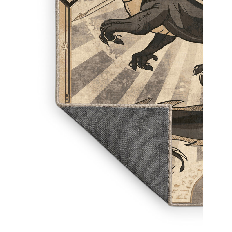 Soft Plush Dunmire Dragon Rider Warrior Posh & Luxe Starburst Area Rug in Beige – Beige Binding, 2x3