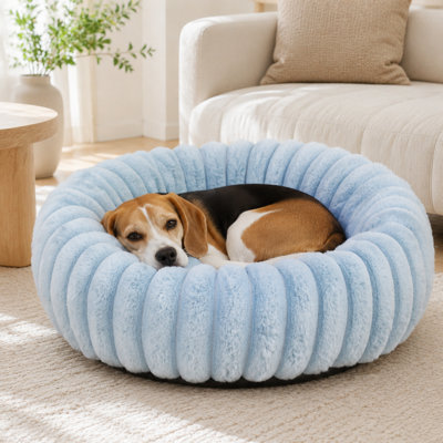 Calming Donut Dog Bed with Removable Cover – Plush Round Pet Bed with Non-Slip Bottom, Machine Washable, for Small to Large Dogs & Cats (23.6" / 35.6" / 47.2", 5 Colors)