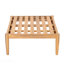 Repose-pieds d'extérieur en bois d'acacia, finition teck clair avec coussin beige