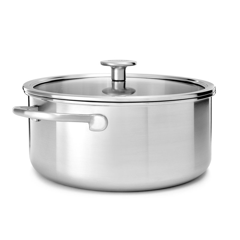 KitchenAid Multi-Ply Stainless Steel Litre Casserole with Lid, 24 cm, 4.91 L