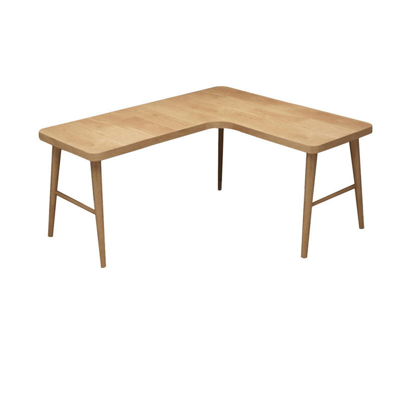 Brown L-Shaped Solid Wood Desks, 29.53" H x 70.87" W x 47.24" D