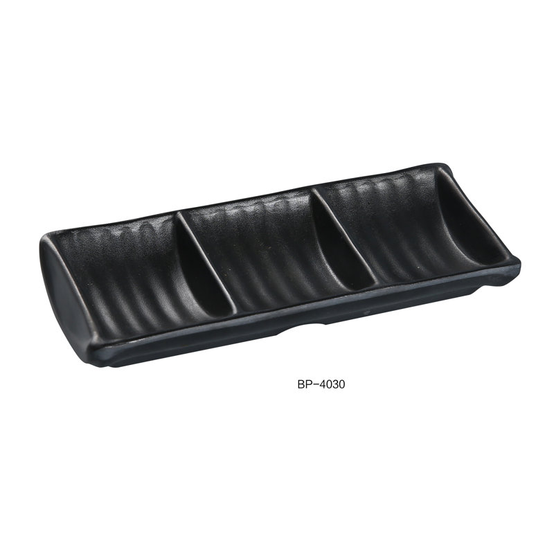 Black Pearl Triple Melamine Condiment Server