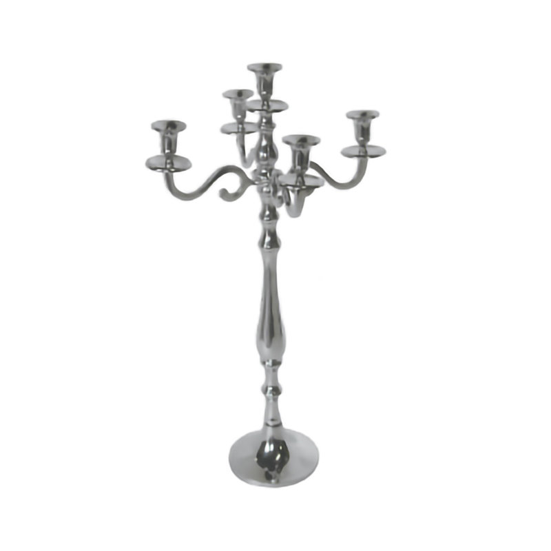 Porte-bougie à 5 têtes en aluminium chromé