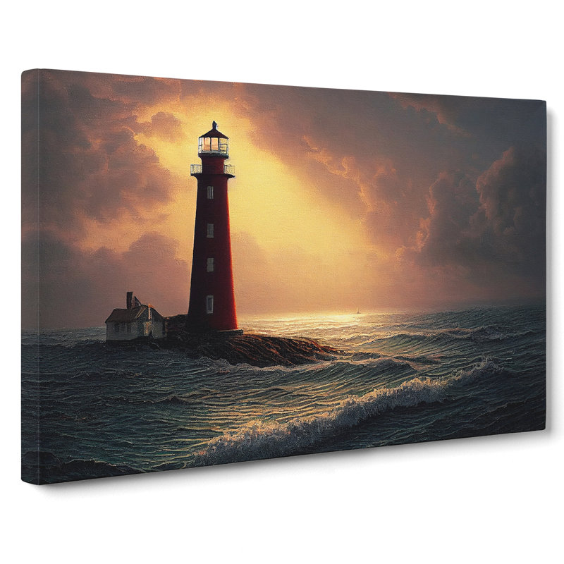 Entrancing Lighthouse Seascape - Wrapped Canvas, 50cm H x 76cm W x 3cm D