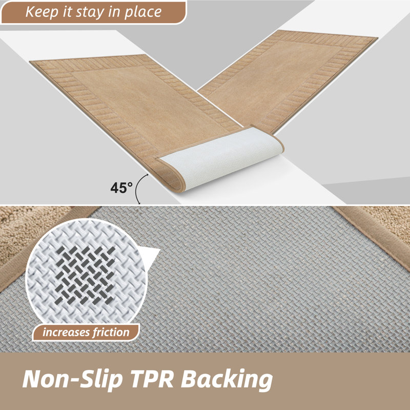 Tapis d'entrée antidérapant, antidérapant et résistant à la saleté, lavable à la machine, Beige, L 24 po x L 36 po