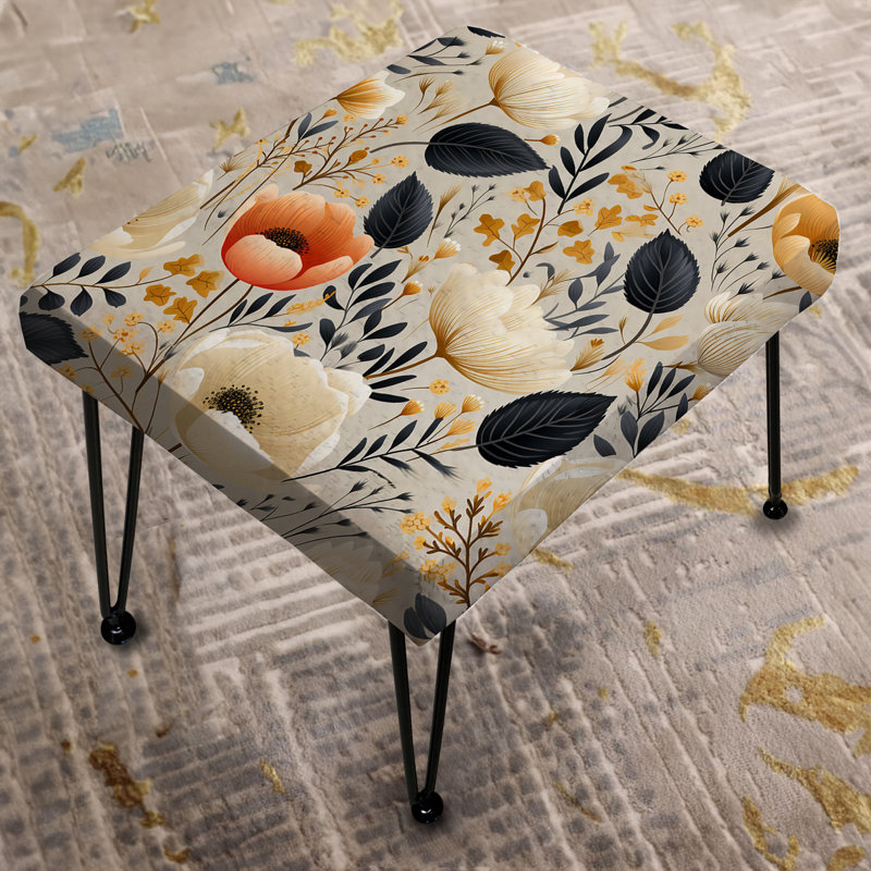 Ivory Garden Serene Blooms - Repose-pieds rectangulaire floral