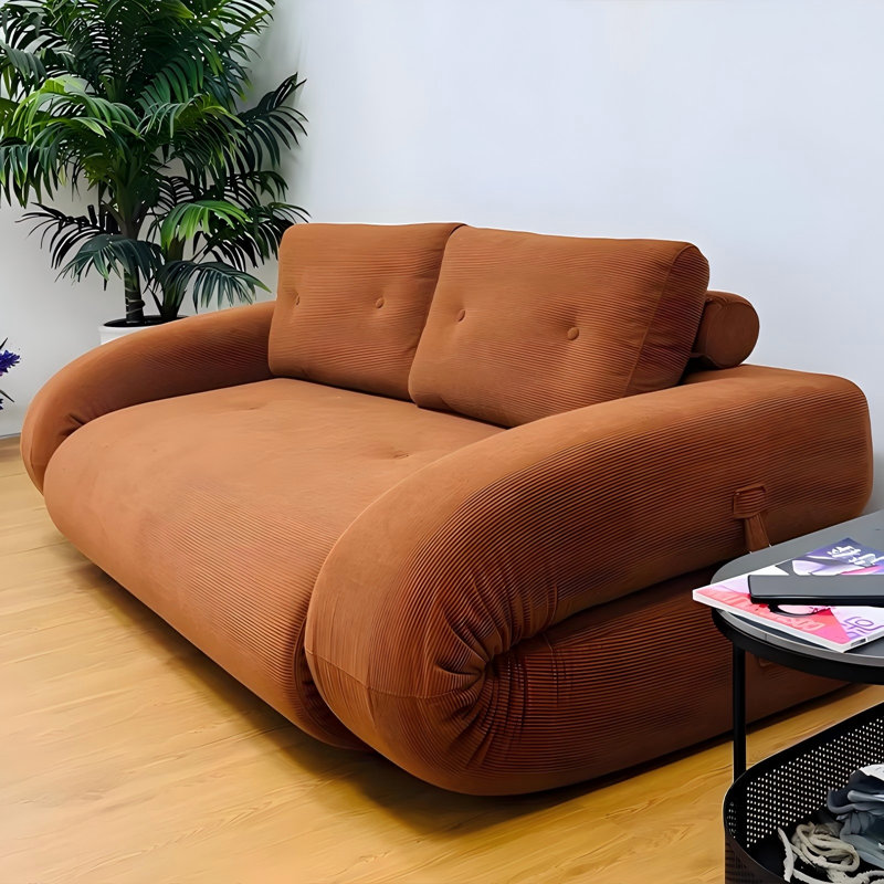 Canapé 82,68 po en velours côtelé brun, 29.53" H x 82.68" W x 39.37" D