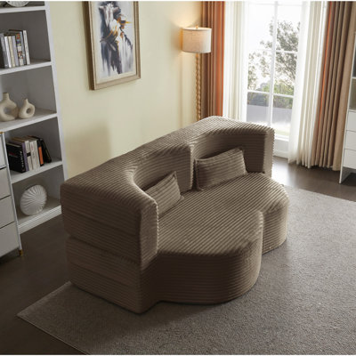 Canapé-lit moderne avec 2 coussins, canapé-lit convertible en velours côtelé rembourré de mousse, matelas pliant de 15 po pour le salon, lit d'invité, aucun assemblage requis