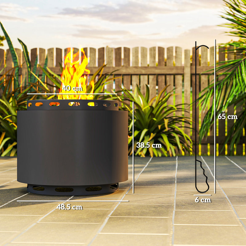 Round Metal Wood Burning Smokeless Fire Pit