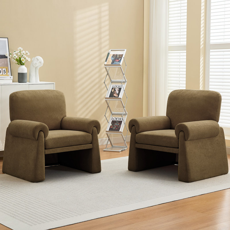 Chaise d'appoint rembourrée avec coussin amovible et accoudoirs amovibles, Brown