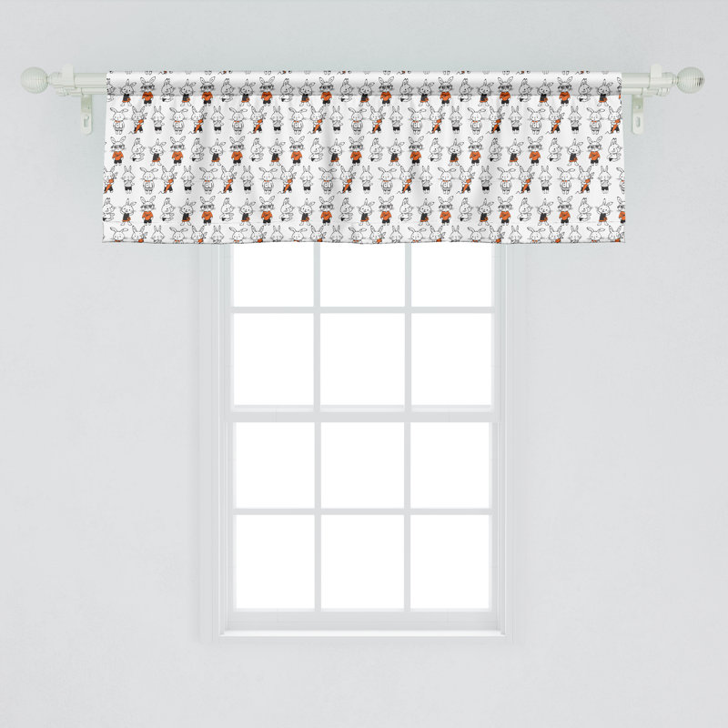 Drôle de cantonnière Ambesonne, lot de 2 lapins rétro orange et blanc, L 12 po x L 54 po